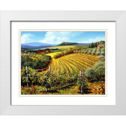 Chianti Vineyards White Modern Wood Framed Art Print with Double Matting by Swanson, Michael