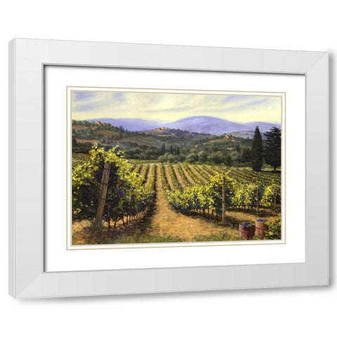 Tuscany Vines White Modern Wood Framed Art Print with Double Matting by Swanson, Michael
