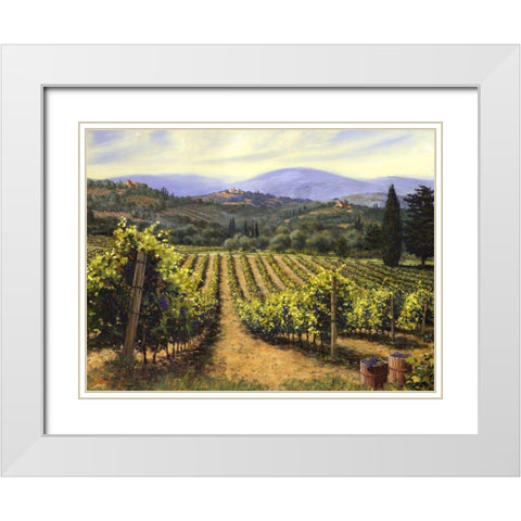Tuscany Vines White Modern Wood Framed Art Print with Double Matting by Swanson, Michael