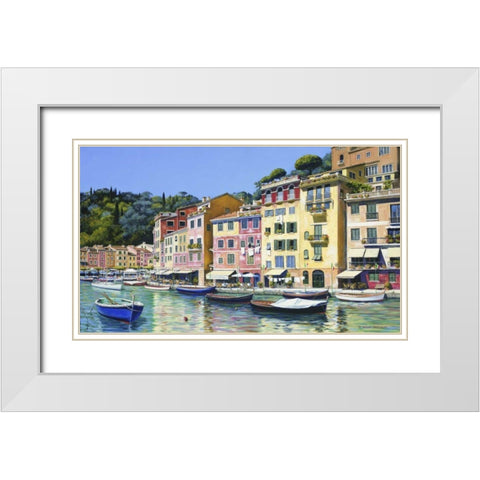 Portofino White Modern Wood Framed Art Print with Double Matting by Swanson, Michael