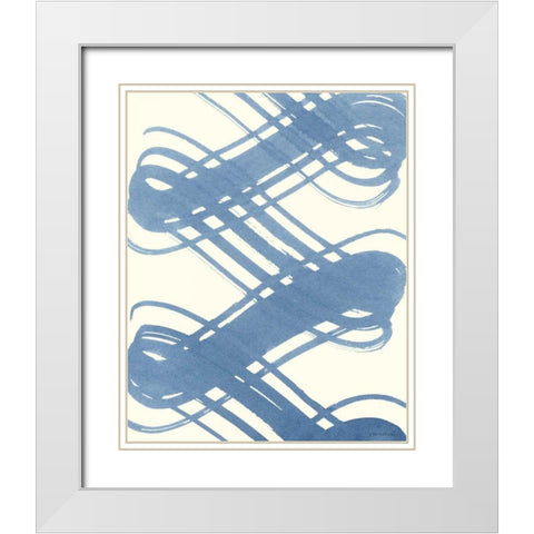 Macrame Blue I White Modern Wood Framed Art Print with Double Matting by Lam, Vanna