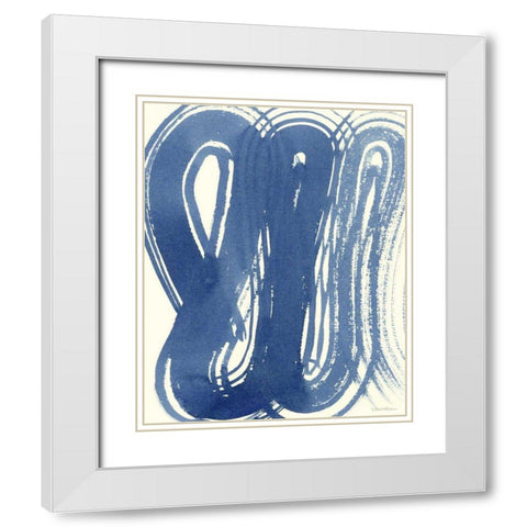 Macrame Blue V White Modern Wood Framed Art Print with Double Matting by Lam, Vanna