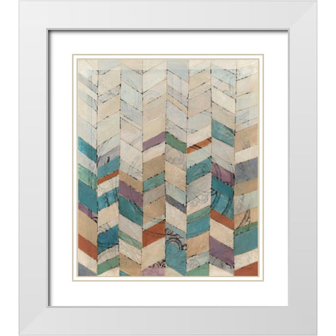 Chevron Overlay I White Modern Wood Framed Art Print with Double Matting by Meagher, Megan