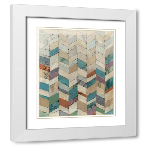 Chevron Overlay II White Modern Wood Framed Art Print with Double Matting by Meagher, Megan
