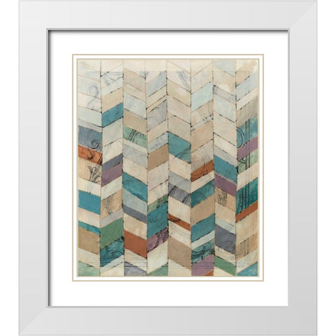 Chevron Overlay II White Modern Wood Framed Art Print with Double Matting by Meagher, Megan