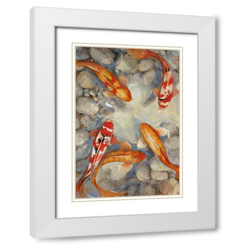 Vibrant Koi I White Modern Wood Framed Art Print with Double Matting by OToole, Tim