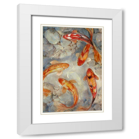 Vibrant Koi II White Modern Wood Framed Art Print with Double Matting by OToole, Tim