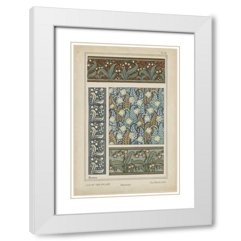 Nouveau Floral Design IV White Modern Wood Framed Art Print with Double Matting by Vision Studio