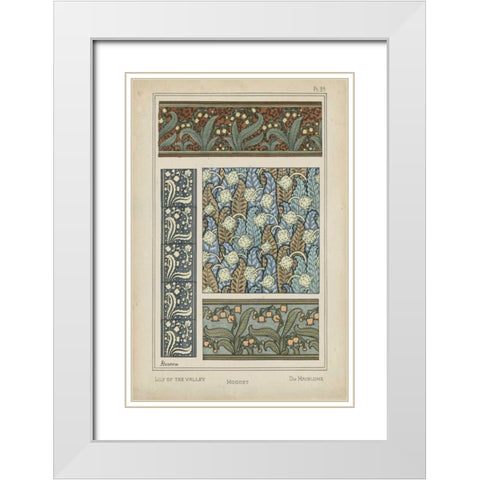 Nouveau Floral Design IV White Modern Wood Framed Art Print with Double Matting by Vision Studio