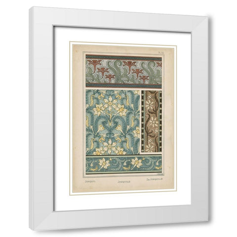 Nouveau Floral Design VI White Modern Wood Framed Art Print with Double Matting by Vision Studio