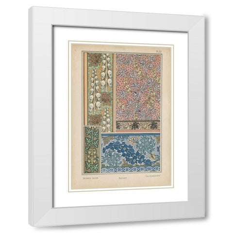 Nouveau Floral Design VIII White Modern Wood Framed Art Print with Double Matting by Vision Studio