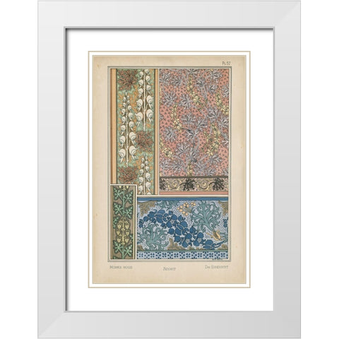 Nouveau Floral Design VIII White Modern Wood Framed Art Print with Double Matting by Vision Studio