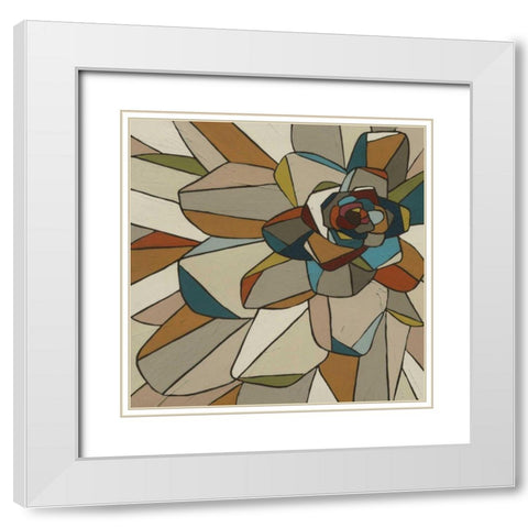 Stained Glass Floral I White Modern Wood Framed Art Print with Double Matting by Vess, June Erica