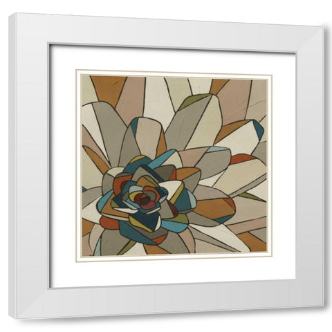 Stained Glass Floral II White Modern Wood Framed Art Print with Double Matting by Vess, June Erica