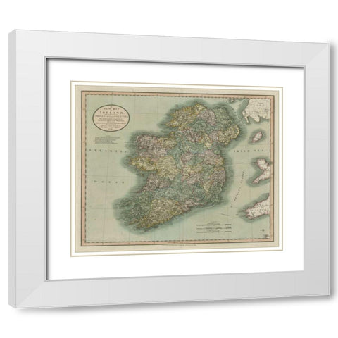 Vintage Map of Ireland White Modern Wood Framed Art Print with Double Matting by Cary, John