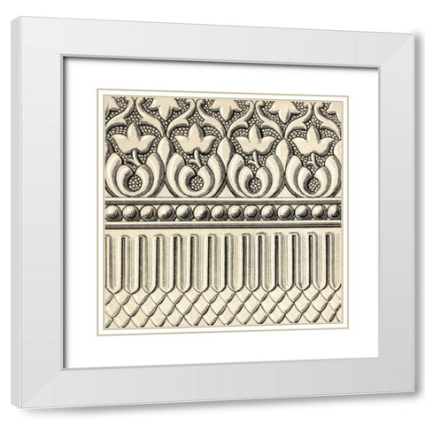 Ornamental Tile Motif V White Modern Wood Framed Art Print with Double Matting by Vision Studio