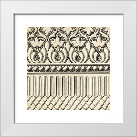 Ornamental Tile Motif V White Modern Wood Framed Art Print with Double Matting by Vision Studio