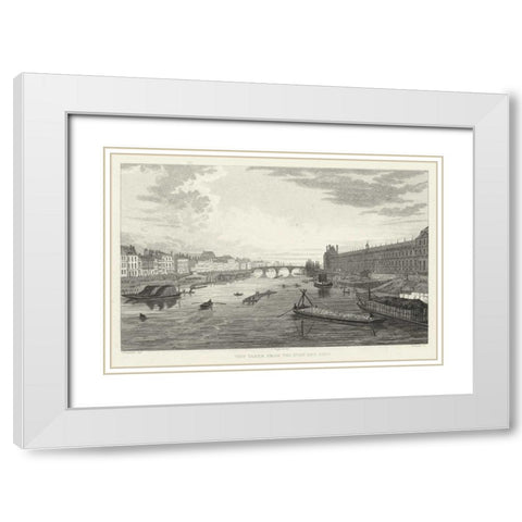 Pont Des Arts White Modern Wood Framed Art Print with Double Matting by Pugin, A.