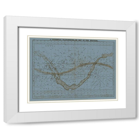 Celestial Planisphere White Modern Wood Framed Art Print with Double Matting by Evans, W.G.