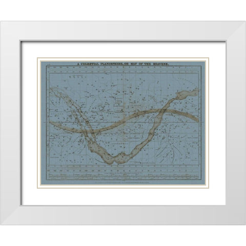 Celestial Planisphere White Modern Wood Framed Art Print with Double Matting by Evans, W.G.