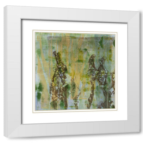 Flower Field I White Modern Wood Framed Art Print with Double Matting by Goldberger, Jennifer