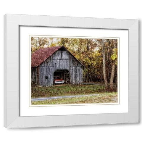 Parked White Modern Wood Framed Art Print with Double Matting by Head, Danny