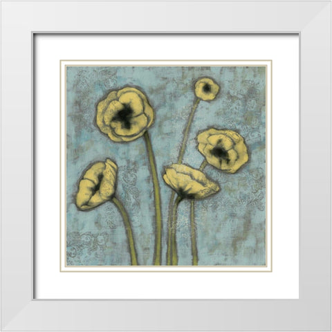 Sun Poppies I White Modern Wood Framed Art Print with Double Matting by Goldberger, Jennifer