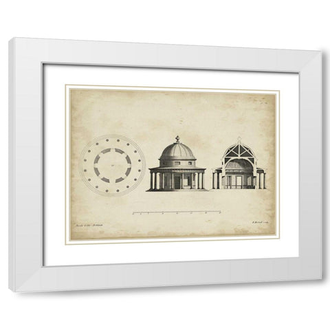 Building Section and Plan II White Modern Wood Framed Art Print with Double Matting by Gibbs, James