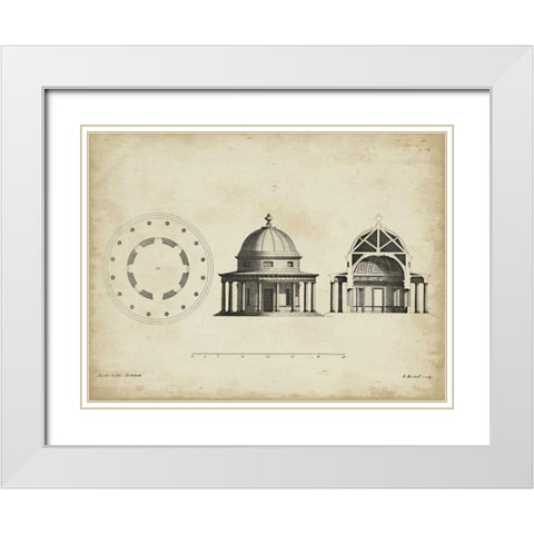 Building Section and Plan II White Modern Wood Framed Art Print with Double Matting by Gibbs, James