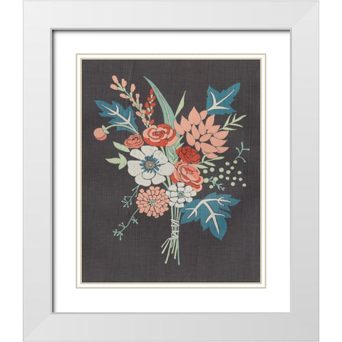 Coral Bouquet I White Modern Wood Framed Art Print with Double Matting by Zarris, Chariklia