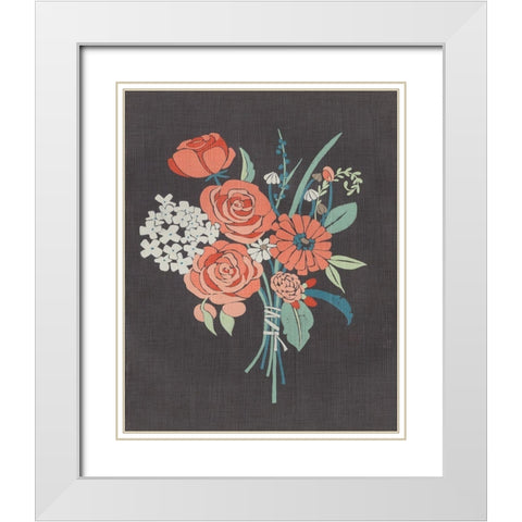 Coral Bouquet II White Modern Wood Framed Art Print with Double Matting by Zarris, Chariklia
