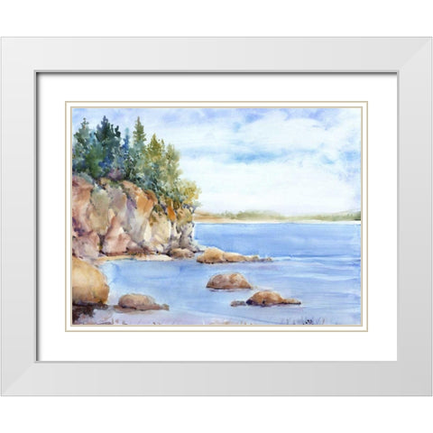 Shore Line I White Modern Wood Framed Art Print with Double Matting by OToole, Tim
