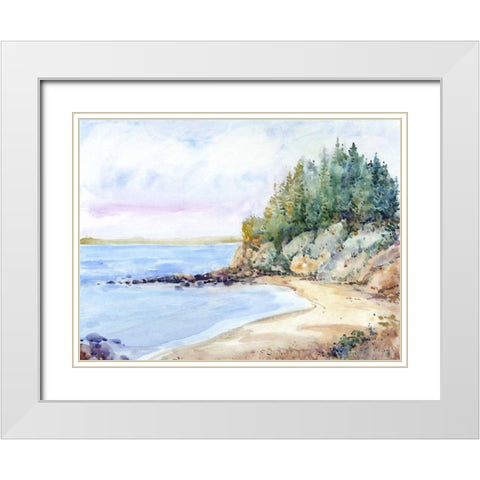 Shore Line II White Modern Wood Framed Art Print with Double Matting by OToole, Tim