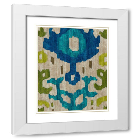 Teal Ikat I White Modern Wood Framed Art Print with Double Matting by Zarris, Chariklia