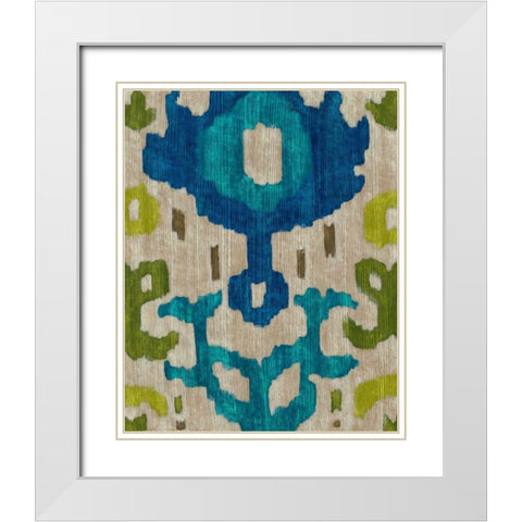 Teal Ikat I White Modern Wood Framed Art Print with Double Matting by Zarris, Chariklia