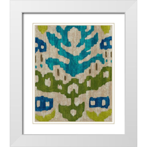 Teal Ikat II White Modern Wood Framed Art Print with Double Matting by Zarris, Chariklia