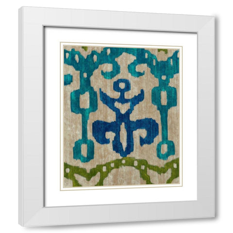 Teal Ikat III White Modern Wood Framed Art Print with Double Matting by Zarris, Chariklia