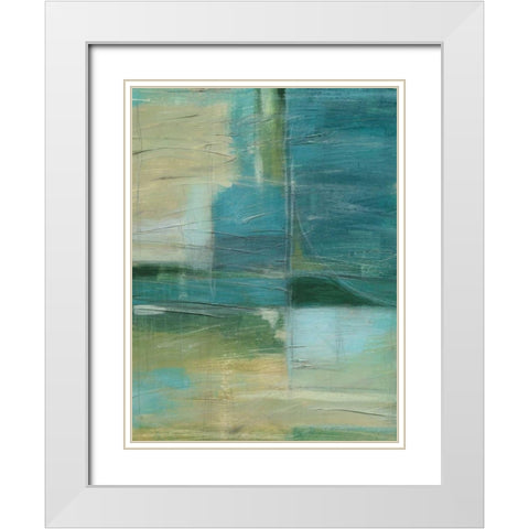 Emerald Reflections I White Modern Wood Framed Art Print with Double Matting by Vess, June Erica
