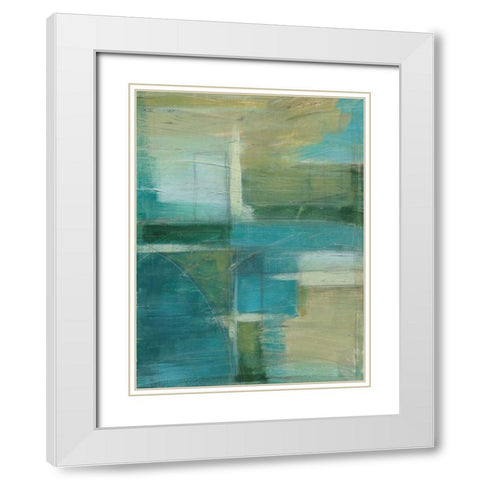Emerald Reflections II White Modern Wood Framed Art Print with Double Matting by Vess, June Erica