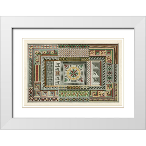 Pompeian Design White Modern Wood Framed Art Print with Double Matting by Jones, Owen