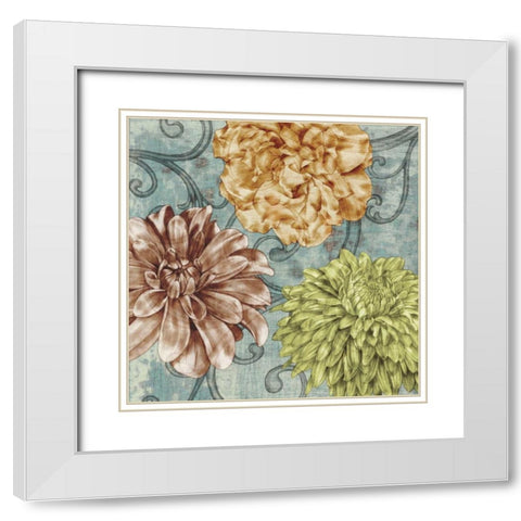 Flower Fetti I White Modern Wood Framed Art Print with Double Matting by Goldberger, Jennifer