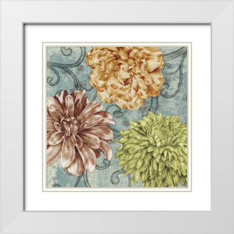 Flower Fetti I White Modern Wood Framed Art Print with Double Matting by Goldberger, Jennifer