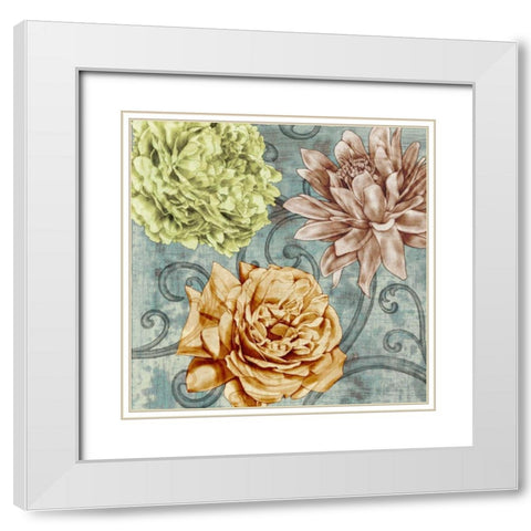 Flower Fetti II White Modern Wood Framed Art Print with Double Matting by Goldberger, Jennifer