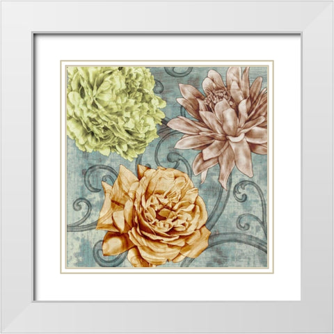 Flower Fetti II White Modern Wood Framed Art Print with Double Matting by Goldberger, Jennifer