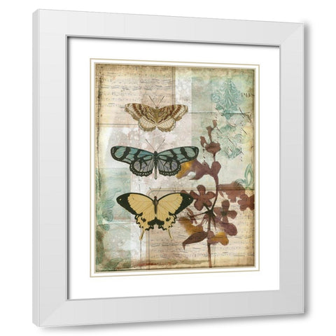 Music Box Butterflies I White Modern Wood Framed Art Print with Double Matting by Goldberger, Jennifer