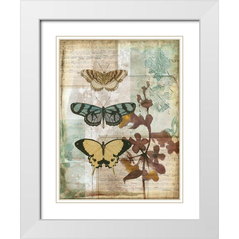 Music Box Butterflies I White Modern Wood Framed Art Print with Double Matting by Goldberger, Jennifer