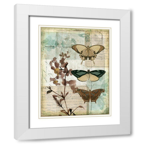 Music Box Butterflies II White Modern Wood Framed Art Print with Double Matting by Goldberger, Jennifer