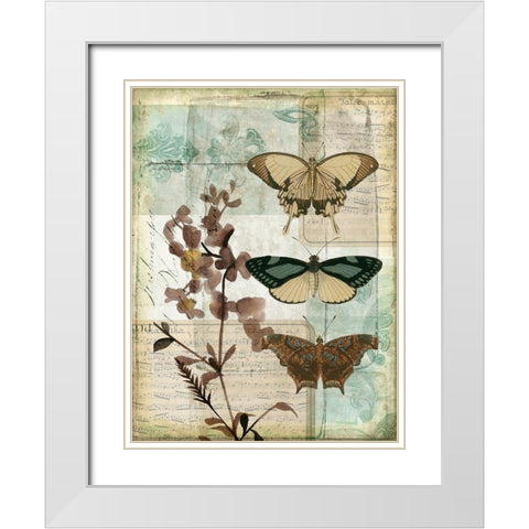 Music Box Butterflies II White Modern Wood Framed Art Print with Double Matting by Goldberger, Jennifer