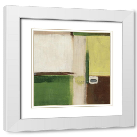 Green Field I White Modern Wood Framed Art Print with Double Matting by Vess, June Erica