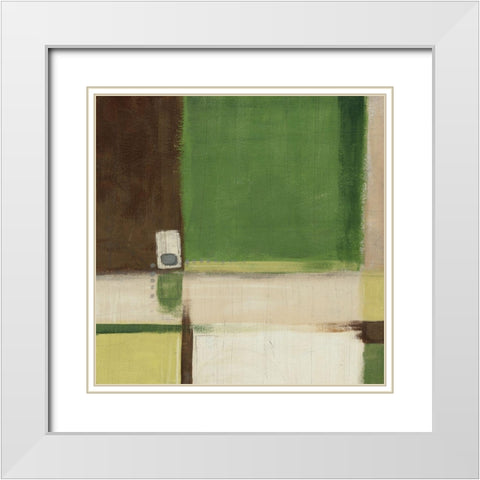 Green Field II White Modern Wood Framed Art Print with Double Matting by Vess, June Erica